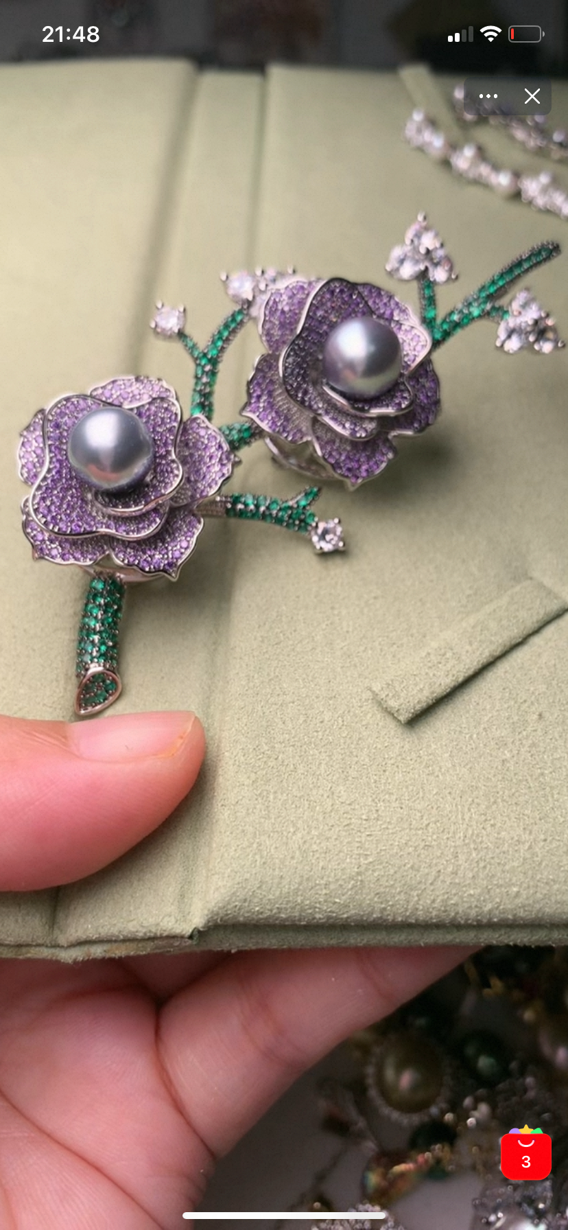 大溪地铂金灰设计款耳夹吊坠胸针胸针女高级感轻奢小众