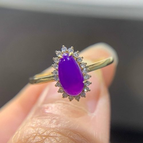 南非玻璃紫舒俱来戴妃款戒指18k金钻石镶嵌精致小巧日常款