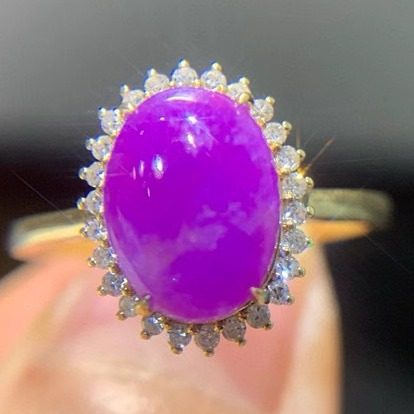 18k金镶配南非钻石舒俱来桃红紫樱花戒指