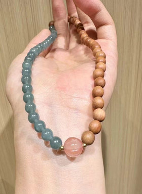 天然蓝水翡翠圆珠多圈手链