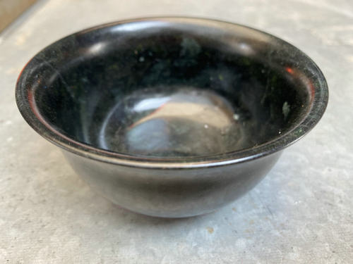 天然玉石a货新疆墨玉茶碗大号墨绿蛇纹石玉功夫茶具玉石饭碗
