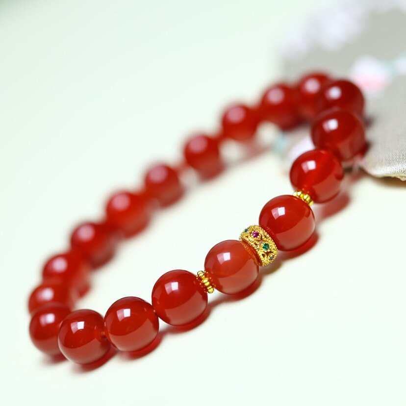 本命年红玛瑙单圈手串男女情侣款