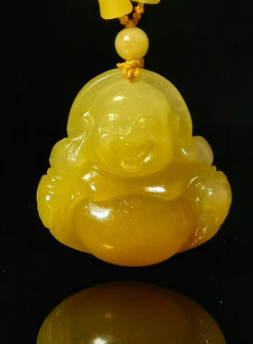 新疆乌尔禾天然金丝玉吊坠红色籽料彩玉佛挂件项链毛衣链女款包邮