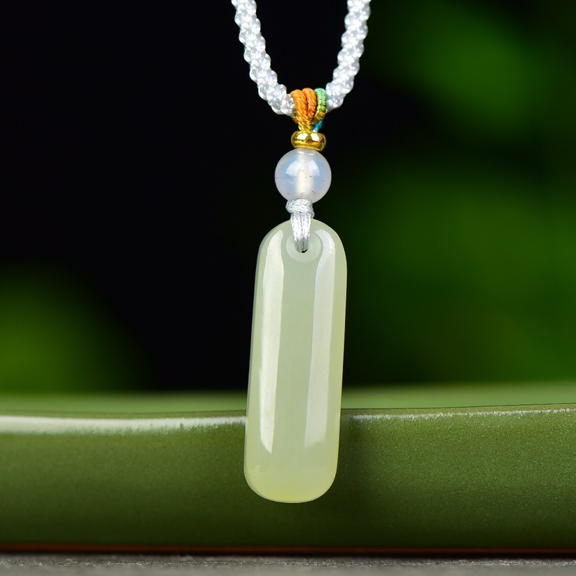 保真天然和田玉青海料平安无事牌子吊坠男女玉石挂件项链送礼佳品