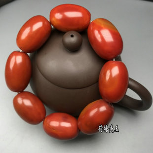 四川凉山天然老矿南红玛瑙满肉战国红火焰纹手串男女款民族风包邮