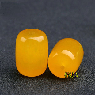 精品蜜蜡色玉髓黄玛瑙桶珠散珠勒子 diy佛珠手串配饰星月菩提顶珠