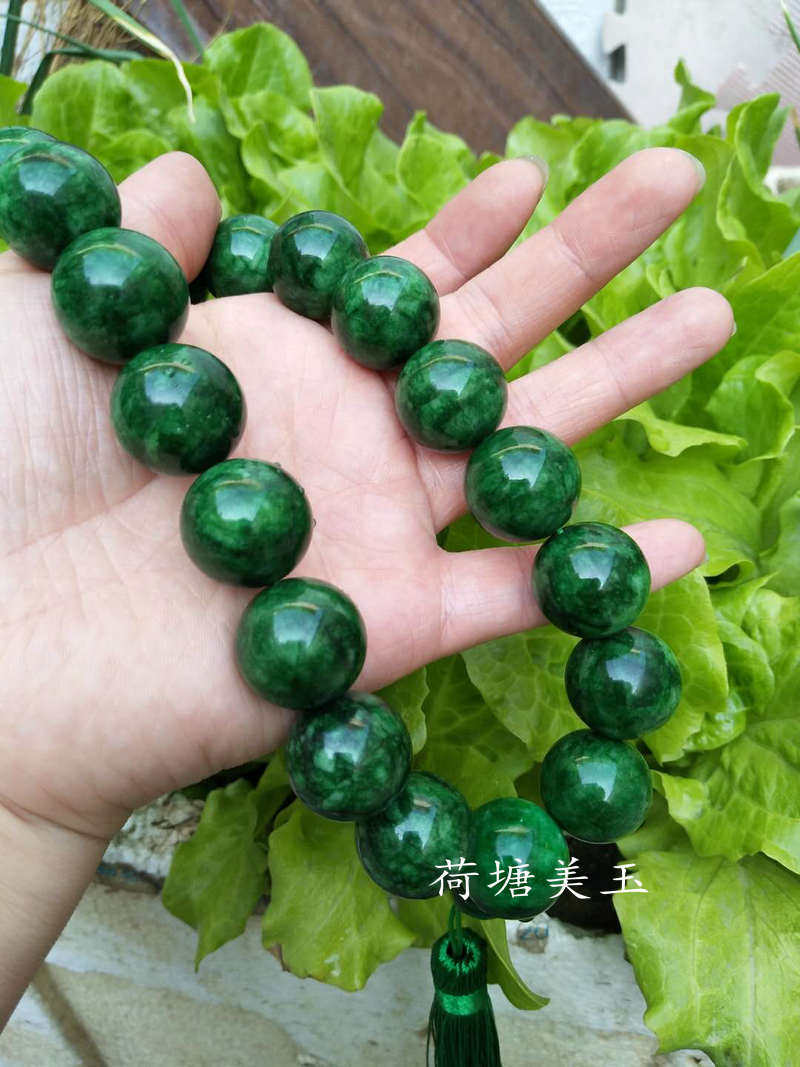 天然翡翠铁龙生玉石大号18mm手持车挂念珠佛珠圆珠子男女款包邮