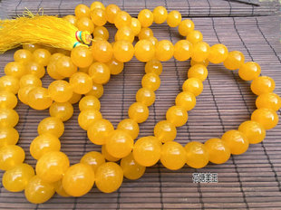 天然黄玉佛珠黄玉髓108颗佛珠念珠手链 大号佛珠念珠手持16毫米