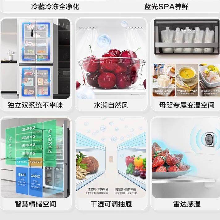 容.声 BCD-501WD18FP-CY34白四开门十字门冰箱双系统循环