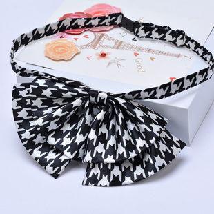 职业女领花千鸟格贵州农信银行酒店加大双层蝴蝶结工装工作服领结