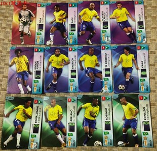 足球球星卡 帕尼尼2006世界杯游戏版巴西队全套及罗纳尔多 小罗等