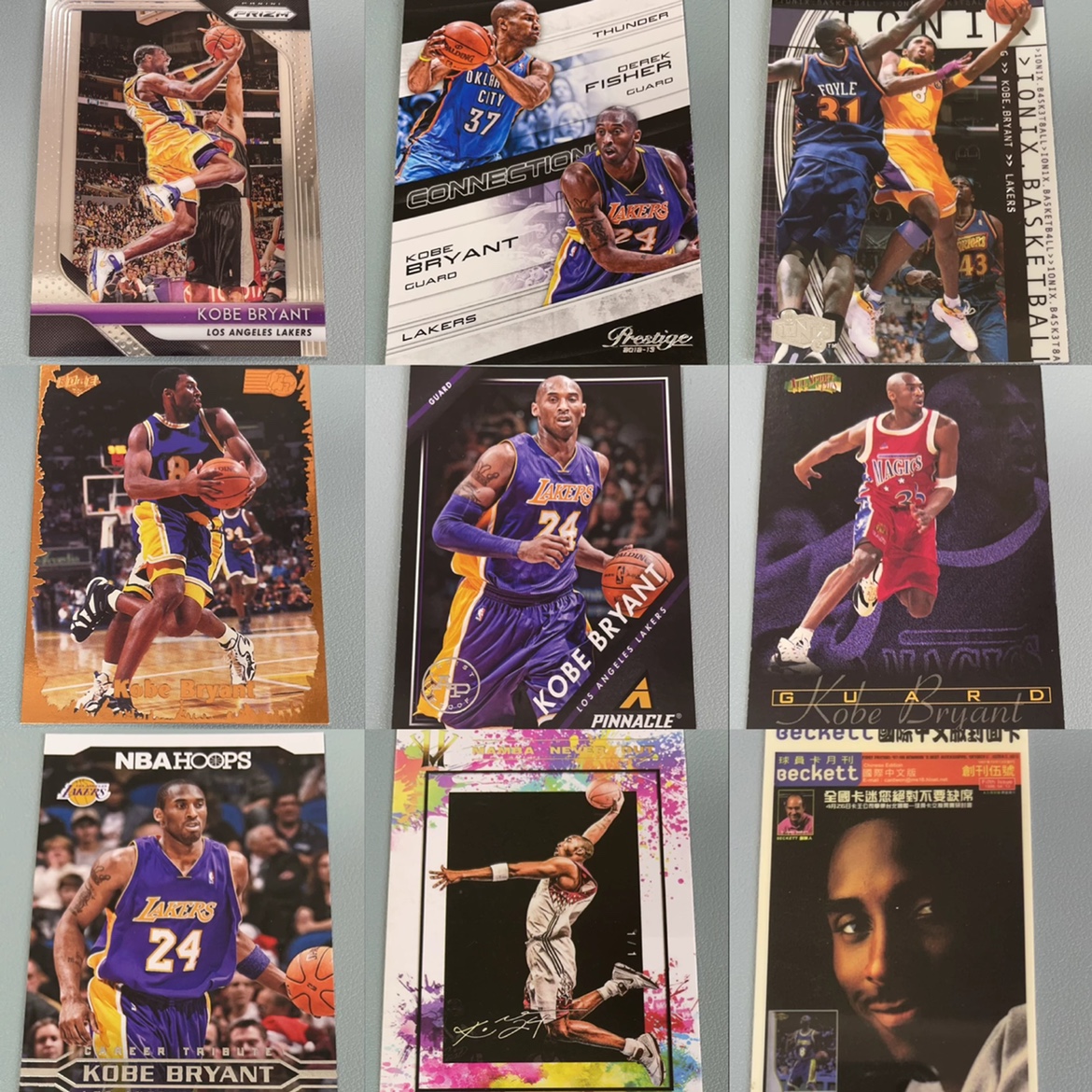 正版nba球星卡 帕尼尼 topps出品 湖人队科比 kobe 普卡 特卡专集