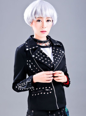 GLP 朋克摇滚乐团 铆钉装饰 中性骑士修身西装外套 PUNK 71340