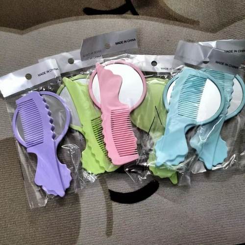 手拿镜迷你小梳子随身便携带镜子彩色小梳子化妆镜小梳镜套装