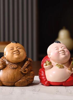 元宝如意小地主摆件新中式古风禅意茶室博古架书柜桌面装饰工艺品