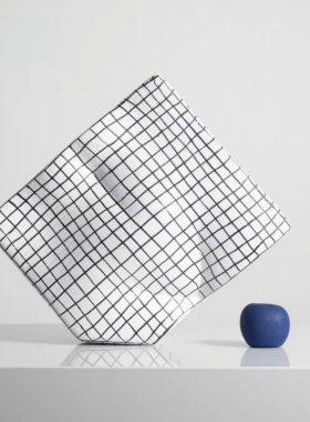 创意手绘网格几何立方体摆件现代简约样板房客厅斗柜桌面装饰摆设