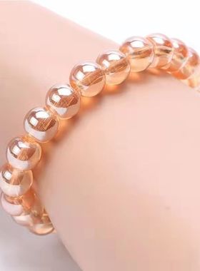 巴西黄水晶手链展会金黄色水晶珠进店手串614mm圆珠实用活动礼品