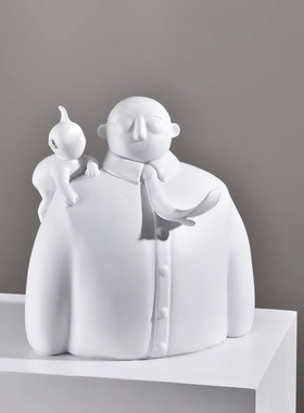 北欧现代简约白色抽象西装人雕塑摆件样板房售楼处摆设客厅装饰品