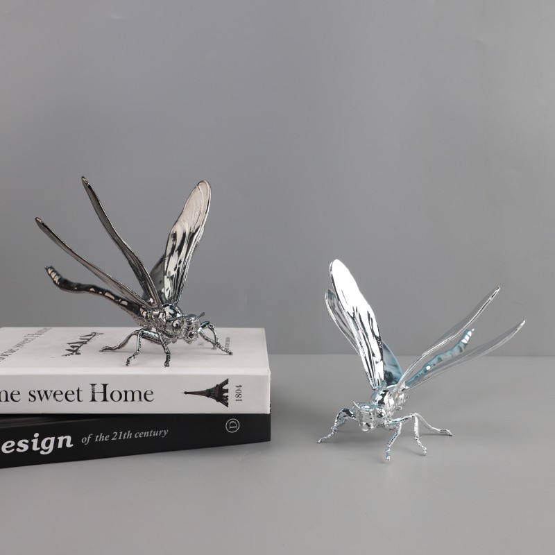 欧式轻奢金属昆虫蜻蜓动物雕塑摆件客厅卧室玄关酒店软装家居饰品