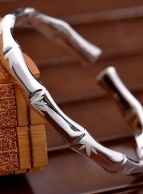 新款银色镯子简约镀银手镯竹节款