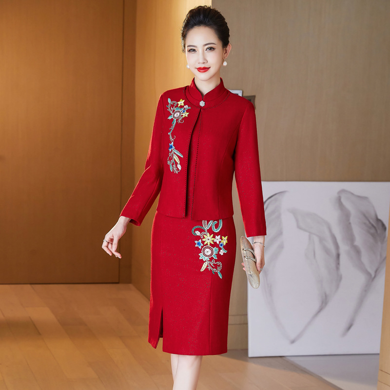 婚礼妈妈礼服两件套洋气准婆婆喜