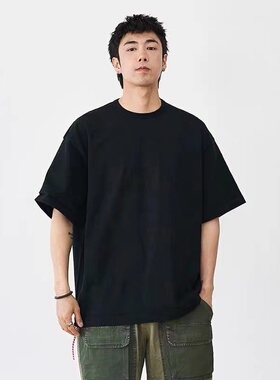 【官网折扣】BEAMS JAPA STRETCH LO重磅短袖日产红绳Tee纯色T恤