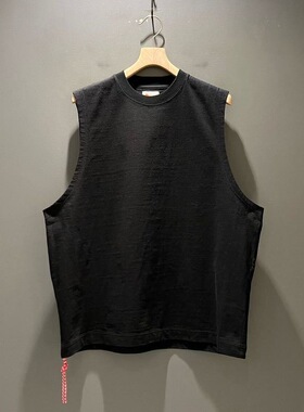 官网折扣 BEAMS JAPA日系复古宽松纯色红绳无袖坎肩运动背心T恤