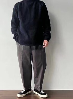 品牌折扣 BEAMS JAPA裤子日产红绳棉质双褶锥形9分裤宽松休闲裤
