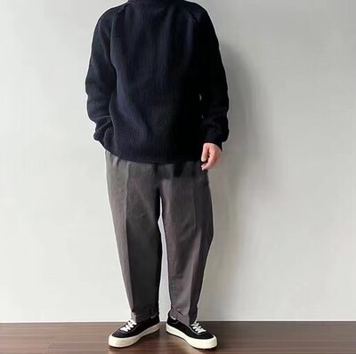 品牌折扣 BEAMS JAPA裤子日产红绳棉质双褶锥形9分裤宽松休闲裤