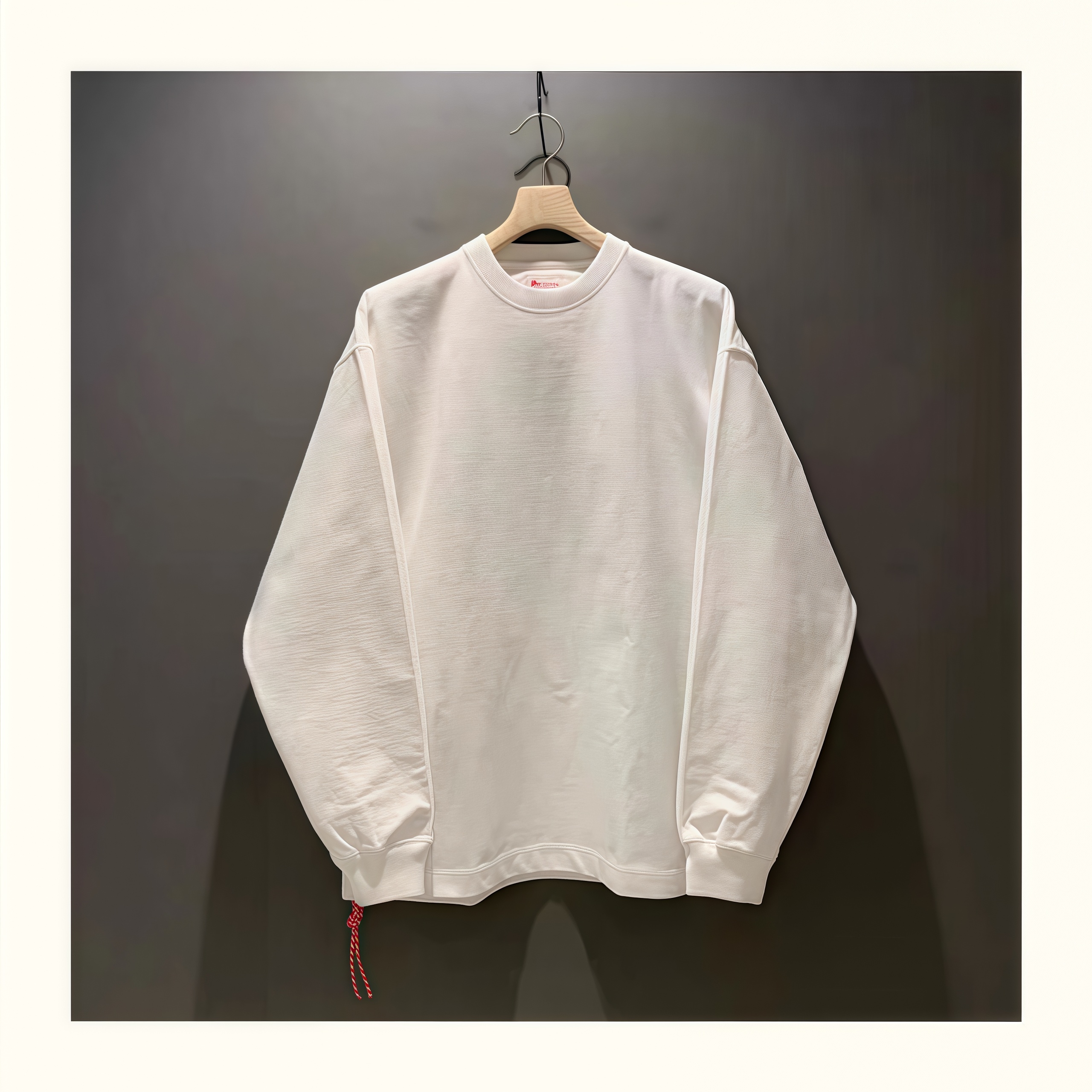 【官网折扣】BEAMS JAPA STEC红绳纯棉圆领打底长袖日产重磅宽松