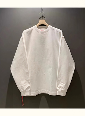 【官网折扣】BEAMS JAPA STEC红绳纯棉圆领打底长袖日产重磅宽松