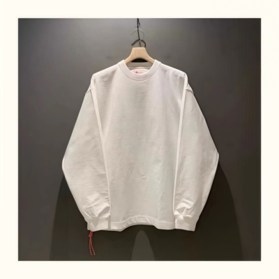 【官网折扣】BEAMS JAPA STEC红绳纯棉圆领打底长袖日产重磅宽松