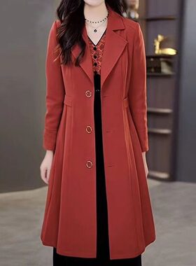 时尚气质中长款风衣外套女2024秋冬新款洋气百搭修身大衣