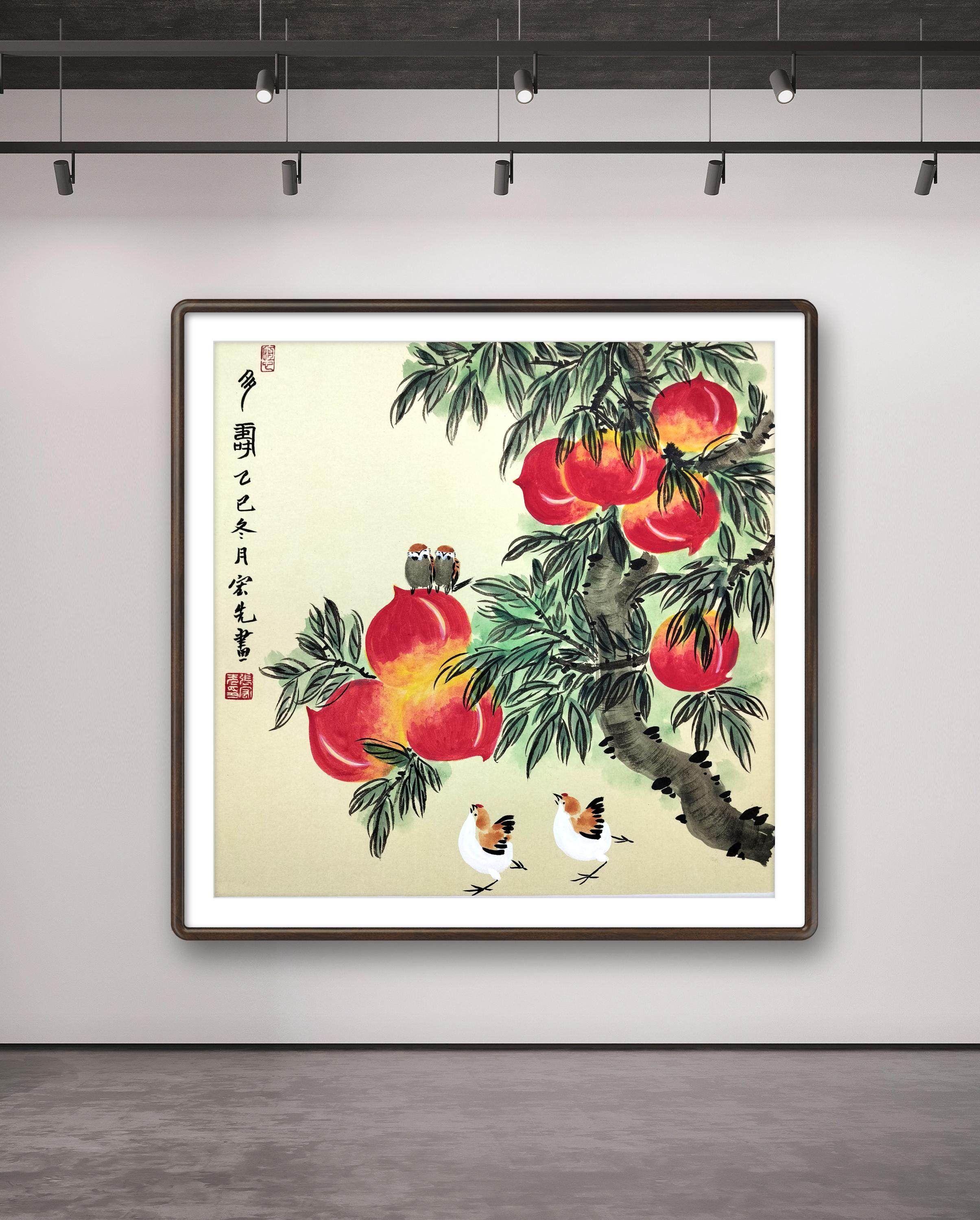 纯手绘寿桃子长寿祝寿送礼名家亲笔收藏级国画玄关客厅书房挂字画,家居饰品,国画,淘宝优惠券,粉丝福利购,淘宝优惠卷