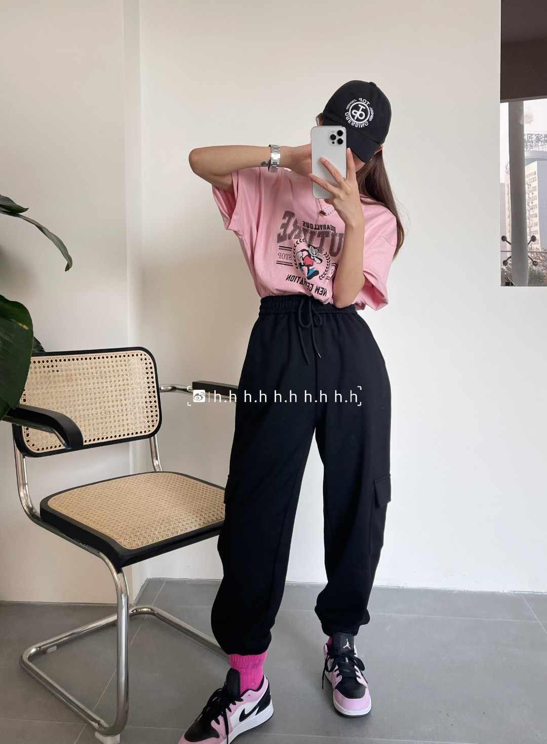 hh原创设计大码女裤宽松卫裤休闲运动裤阔腿束脚工装裤25秋季新款
