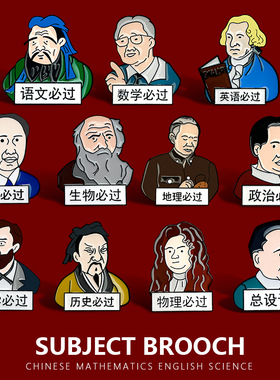 满分学科名人觉醒年代胸针徽章