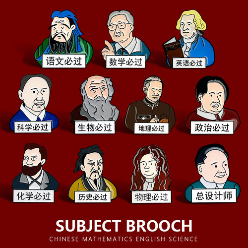 满分学科名人觉醒年代胸针徽章