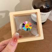 太阳花胸针可爱七彩向日葵金属徽章花朵别针女衣服装 饰品包包配饰