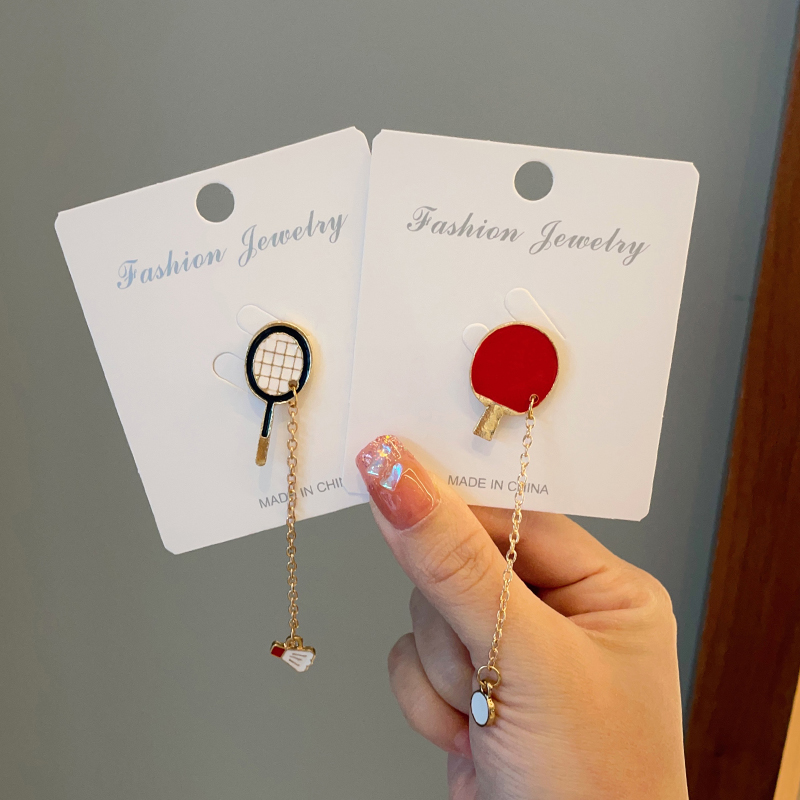 卡通可爱羽毛球乒乓球拍链条胸针