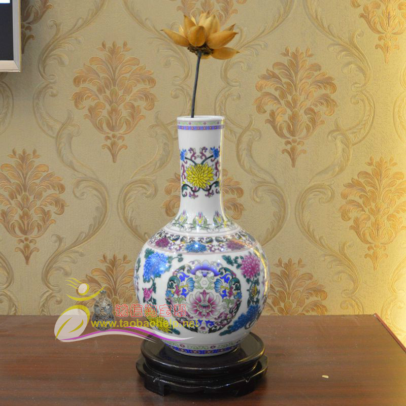 景德镇陶瓷花瓶 家居装饰摆件花瓶 珐琅彩瓷花瓶 新房摆件 礼品
