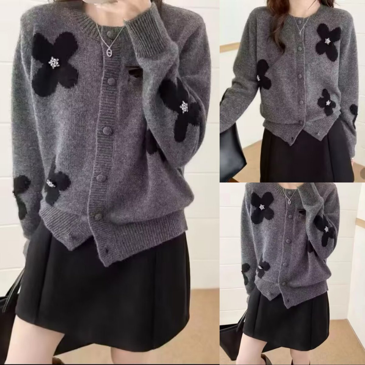 大码女装遮肚子秋冬复古洋气立体花朵针织开衫女显瘦毛衣外套6005,女装/女士精品,大码内搭,淘宝优惠券,粉丝福利购,淘宝优惠卷