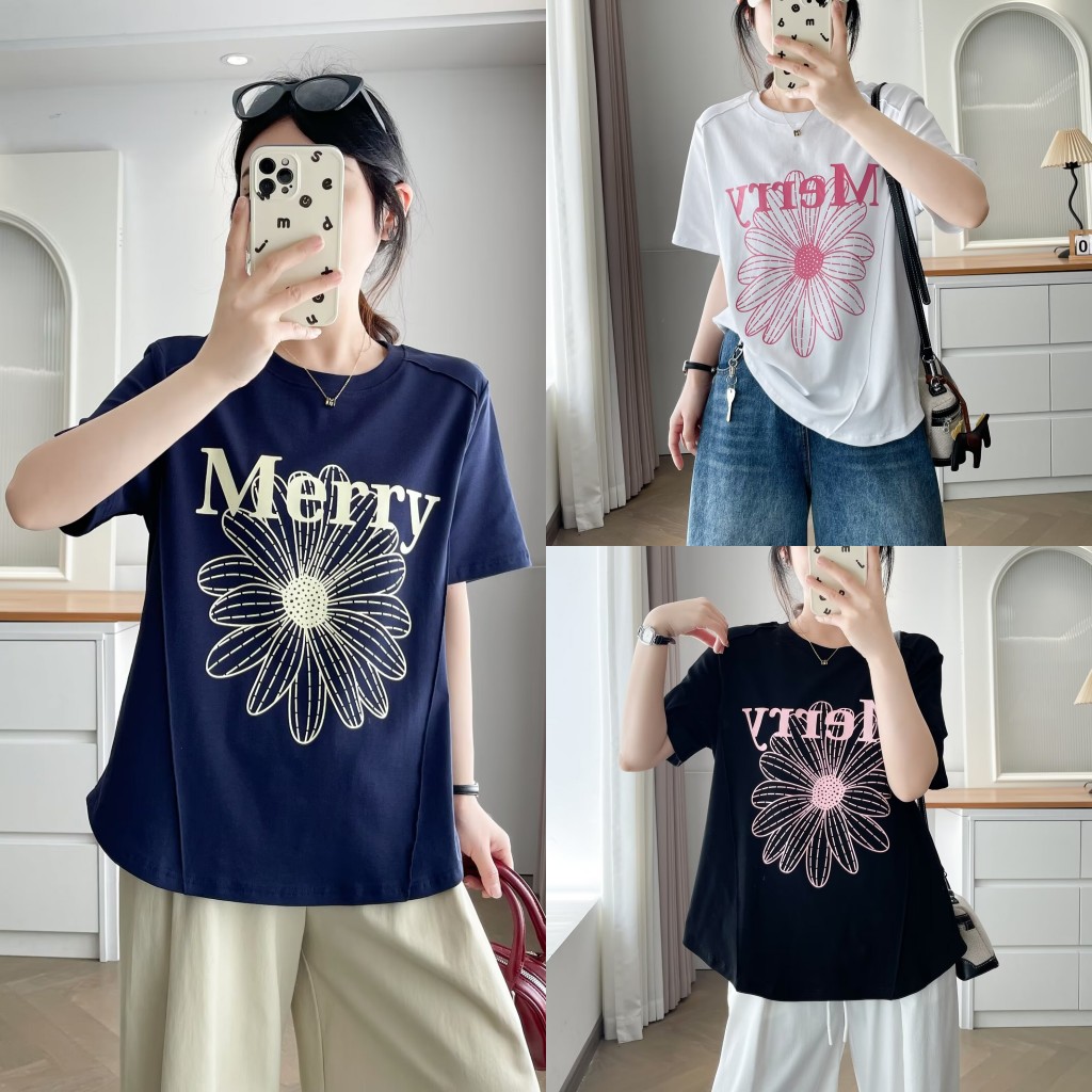 大橘子 大码胖mm洋气百搭小雏菊印花短袖T恤女夏季休闲显瘦上衣