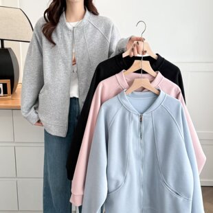 大橘子大码 春季新款显瘦外套女韩版拉链百搭休闲宽松棒球服外套