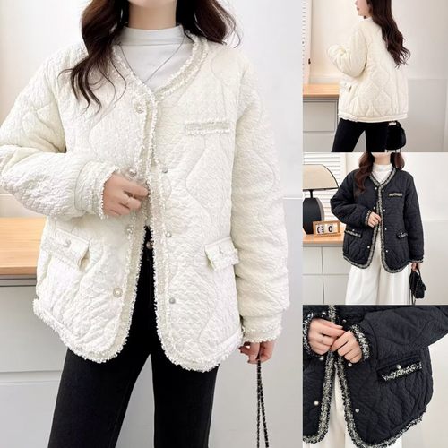 洋气小香风镶边肌理感加厚棉衣