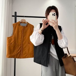 宽松休闲棉马甲女显瘦夹棉坎肩马夹外套2561 遮肚子冬季 大码 女装