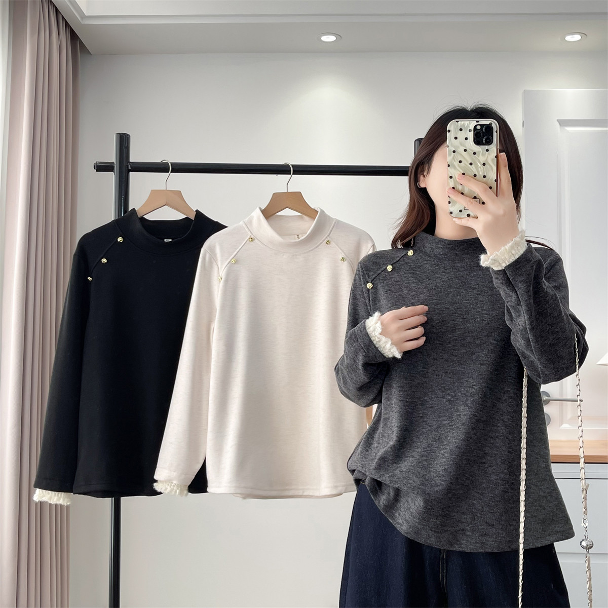 大码女装遮肚子冬季保暖打底衫内搭女设计感蕾丝花边拼接加厚t恤,女装/女士精品,大码内搭,淘宝优惠券,粉丝福利购,淘宝优惠卷