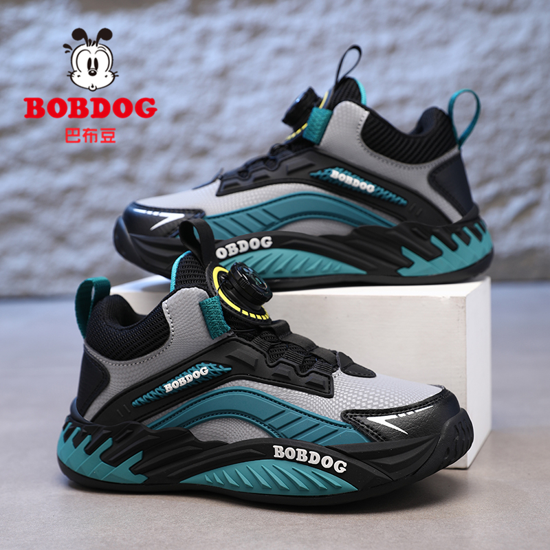 巴布豆男童皮面防水跑步运动鞋