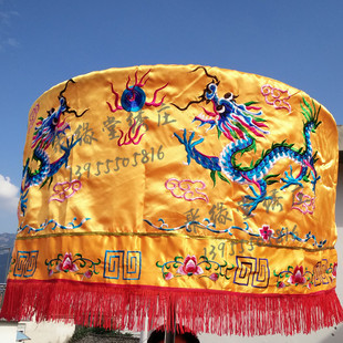 1米宝盖宝顶黄龙伞 圆幢经幡潮绣四龙华盖幢幡佛堂背景装饰绣品