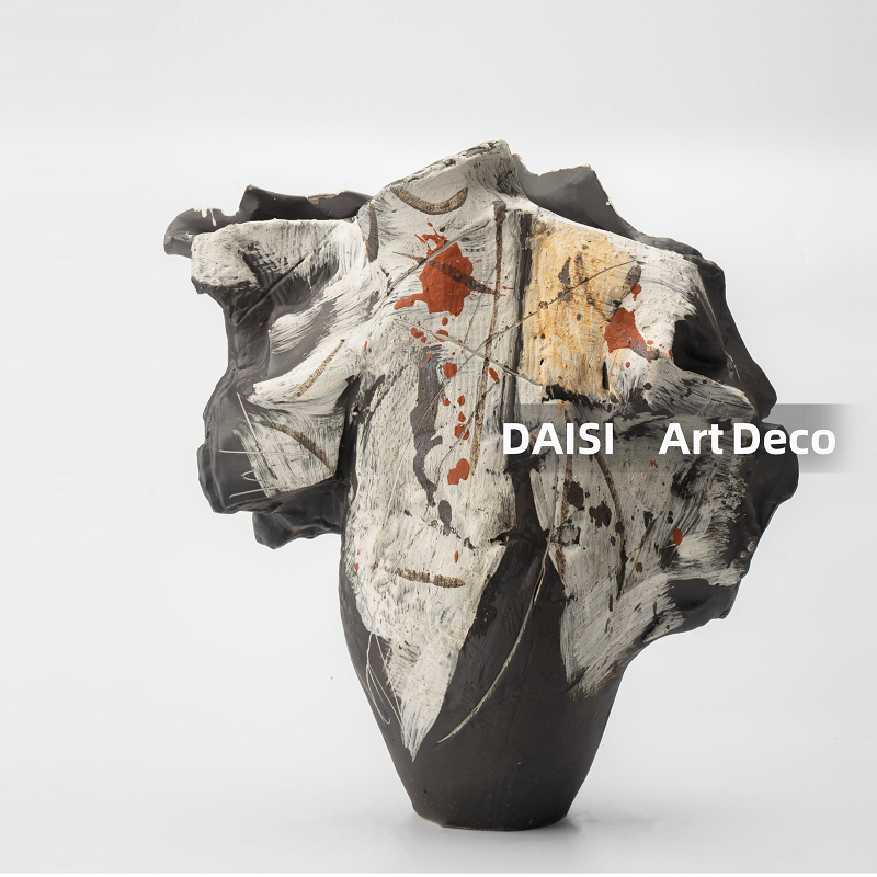 侘寂中国风手绘陶瓷花瓶摆件样板间售楼处民宿茶室花店桌面插花器