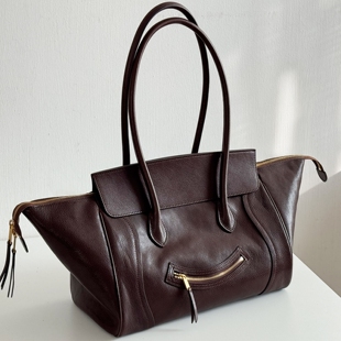 又飒又气质 植鞣头层牛皮笑脸包手提单肩托特包百搭机车真皮女包